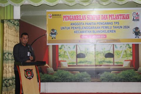Sambutan Ketua Panwaslih Kabupaten Gayo Lues dalam acara pelantikan PTPS