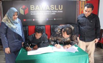 Penandatanganan MoA Panwaslih Gayo Lues dengan PPDI
